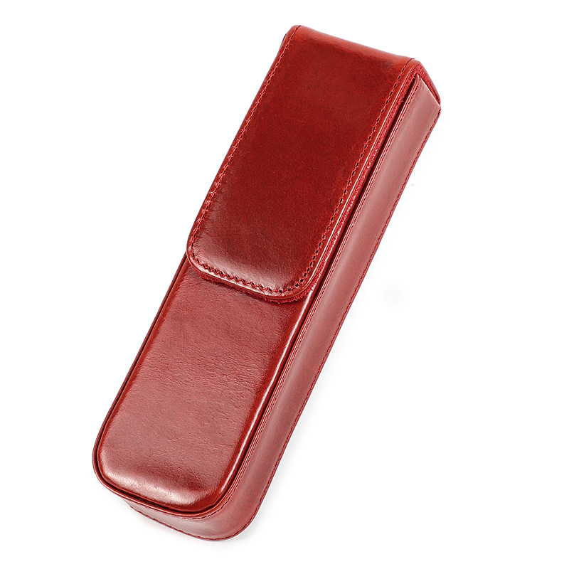 革 ペンケース 2本入れ 硬い筆箱 万年筆ケース