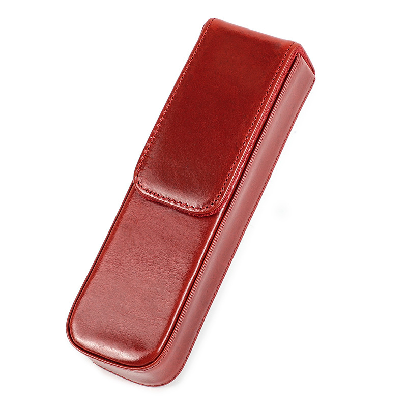 革 ペンケース 2本入れ 硬い筆箱 万年筆ケース