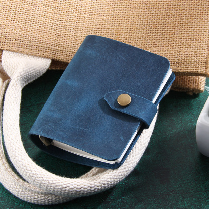 A9 3穴 バインダー メモ帳 革カバー ノート ボタン閉め