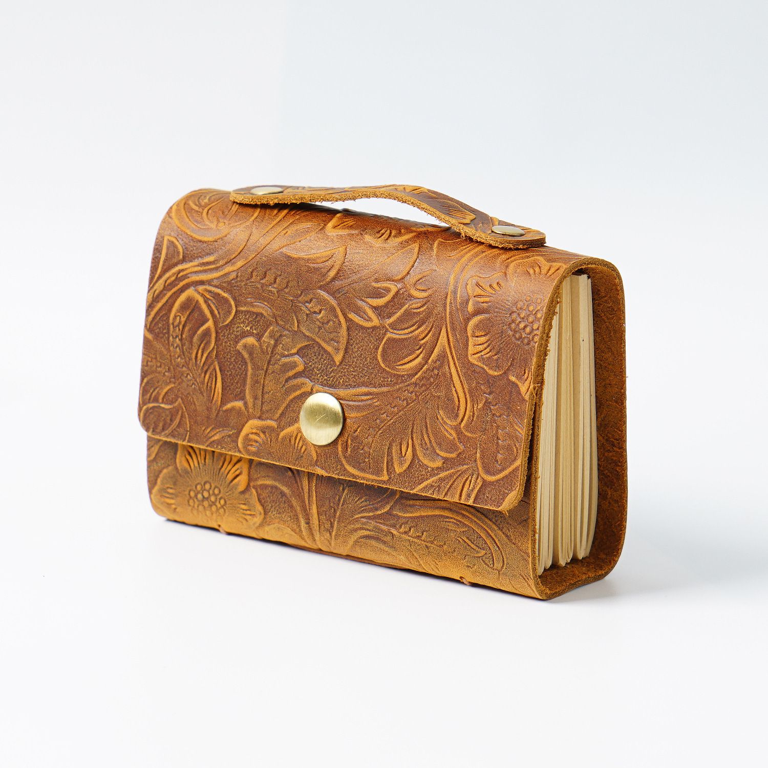 厚い 革カバー ミニ ノート