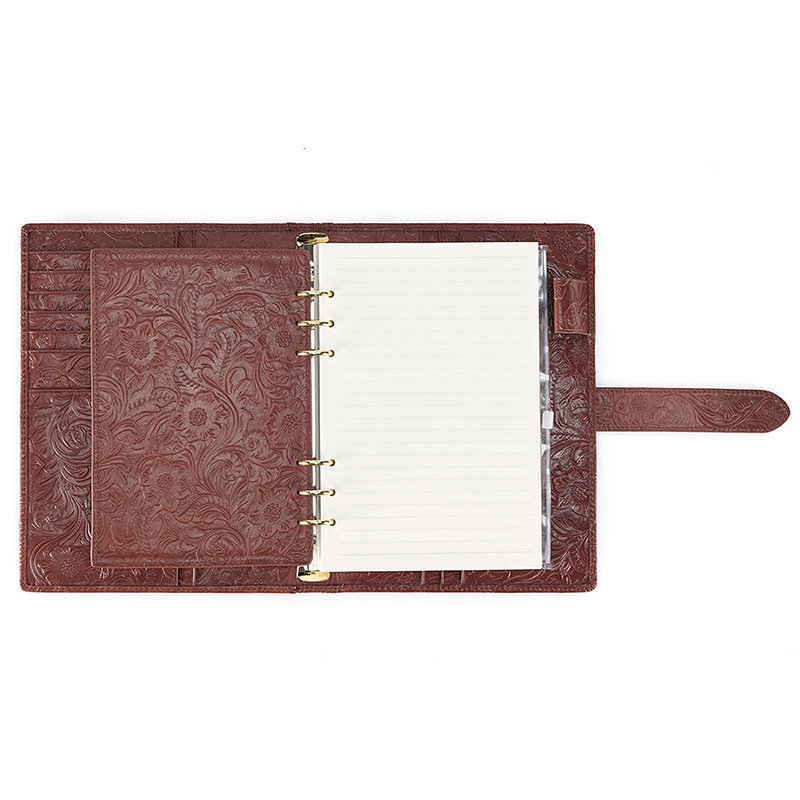 A5 6穴 バインダー 唐草 革カバー ノート セット