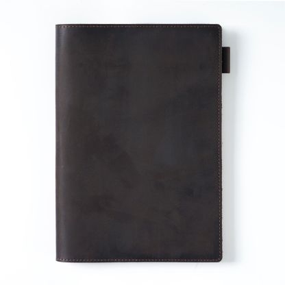 A5 水牛革 シンプル ノート カバー しおり ペンホルダー カードホルダー付き