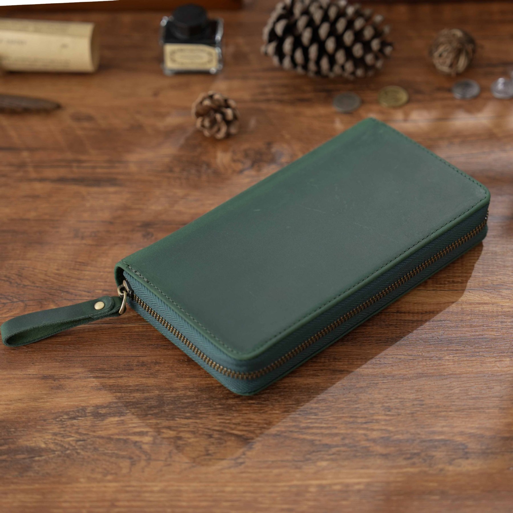 Weeks対応 ファスナー 革カバー 3本差し 多機能 ペンケース