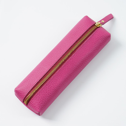 可愛い スリム 革 ペンケース ファスナー筆箱