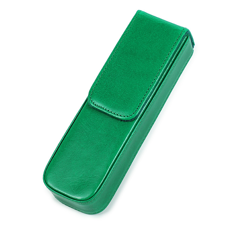 革 ペンケース 2本入れ 硬い筆箱 万年筆ケース