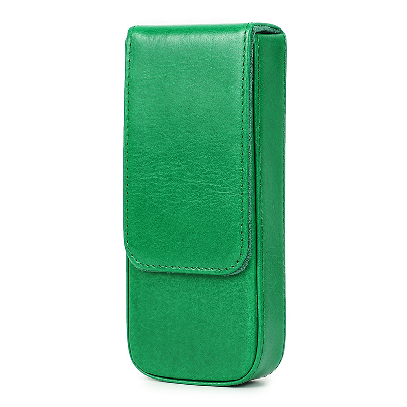 革 ペンケース 3本入れ 硬い筆箱 万年筆ケース