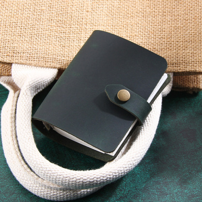 A9 3穴 バインダー メモ帳 革カバー ノート ボタン閉め