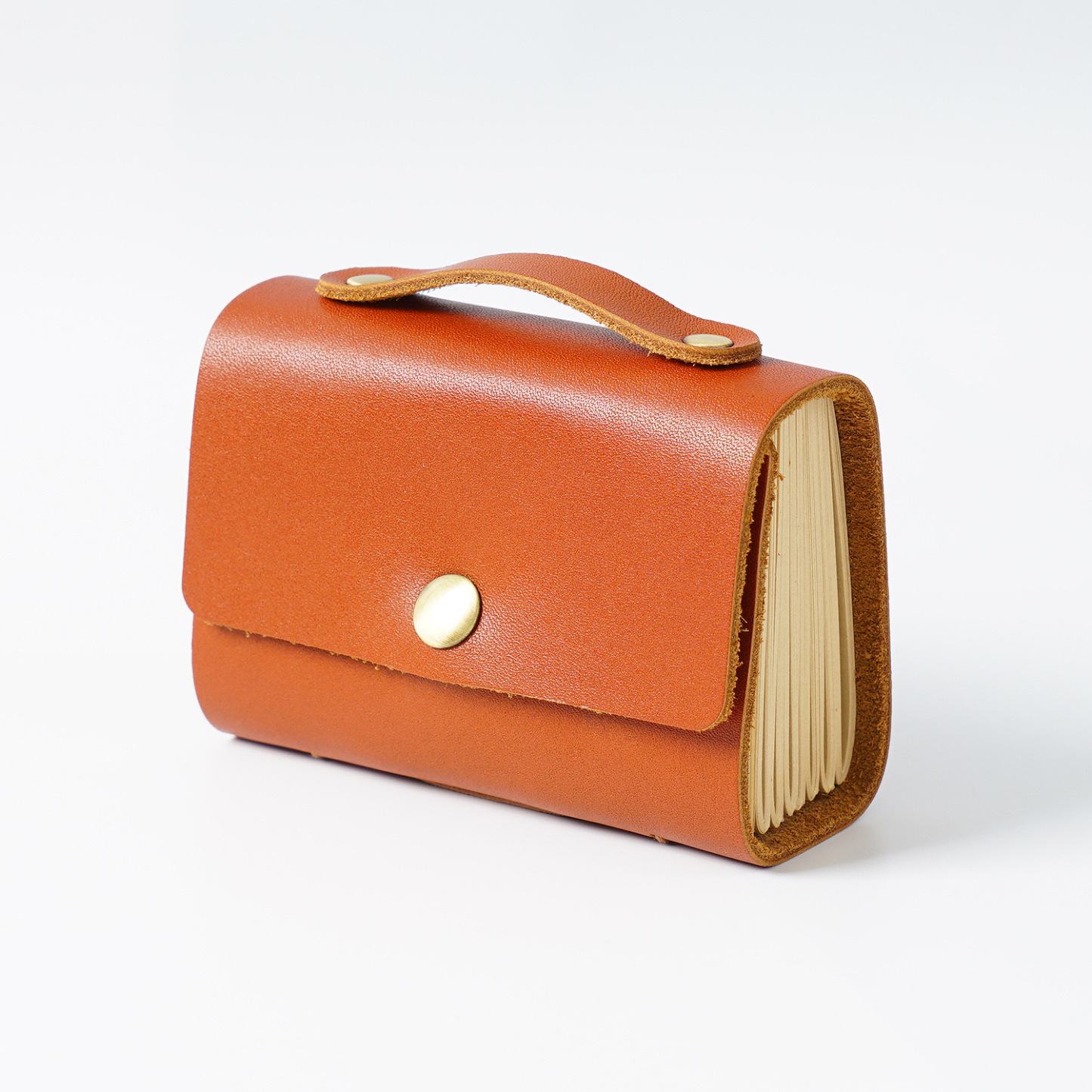 厚い 革カバー ミニ ノート