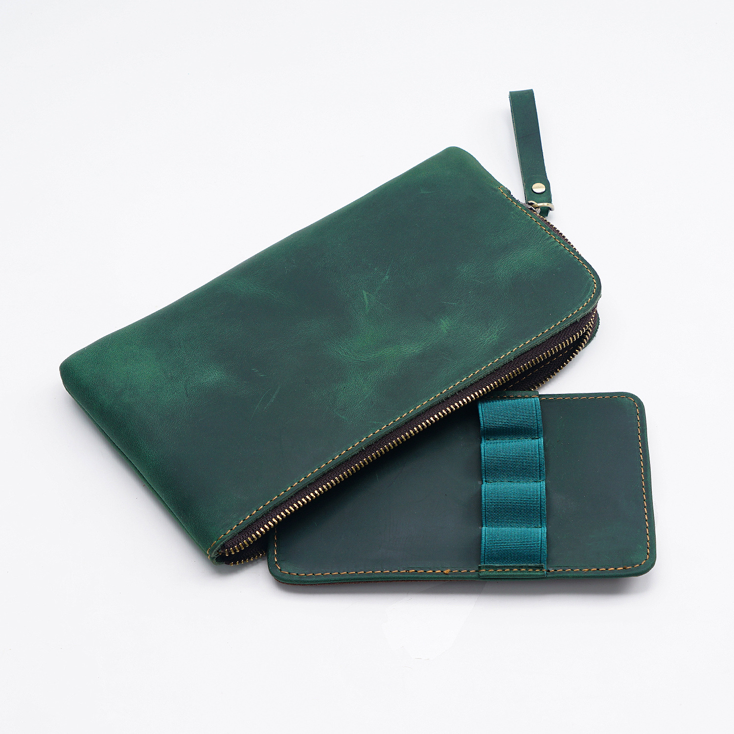 革 ペンケース 4本入れ 高級万年筆対応 筆収納パッドとファスナーバッグ