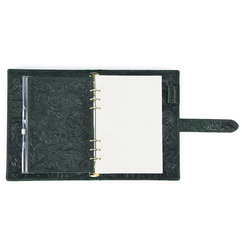 A5 6穴 バインダー 唐草 革カバー ノート セット