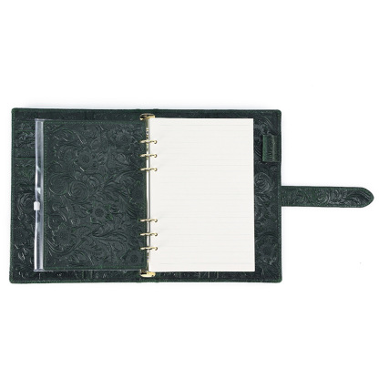 A5 6穴 バインダー 唐草 革カバー ノート セット