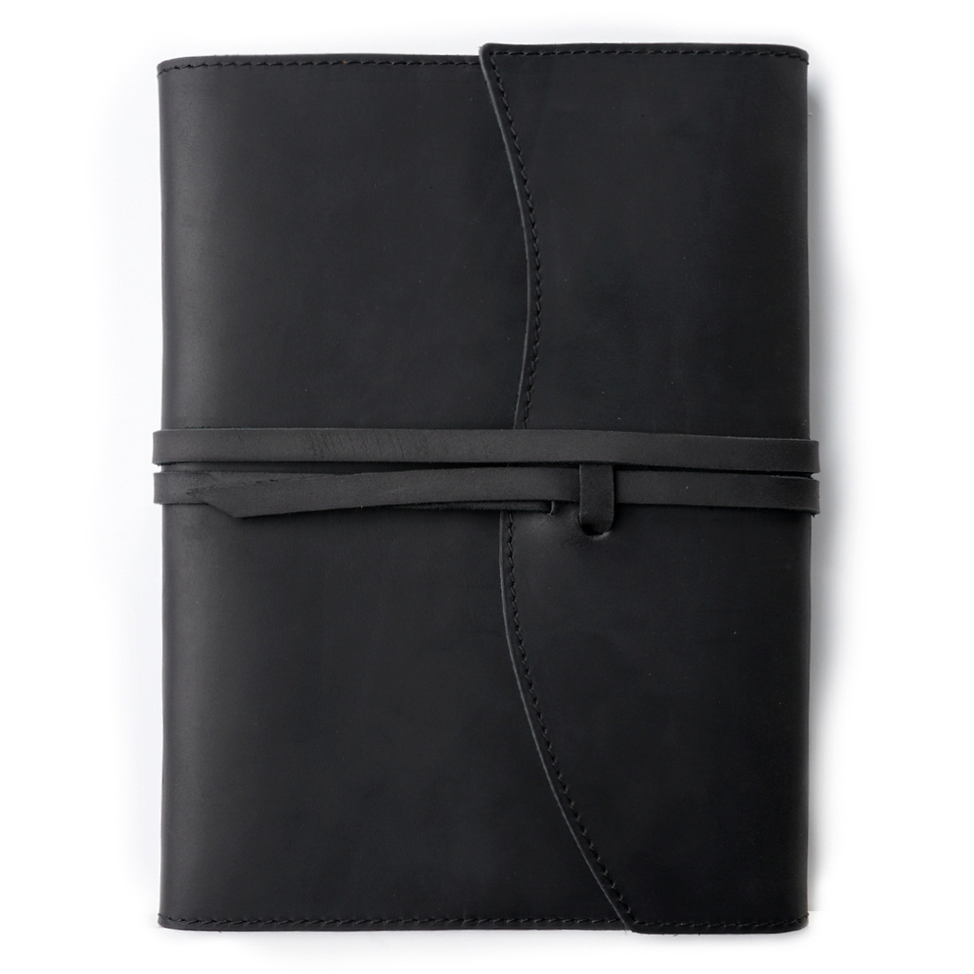 A5 革 三つ折り ノート カバー カードホルダー付き バンド閉め