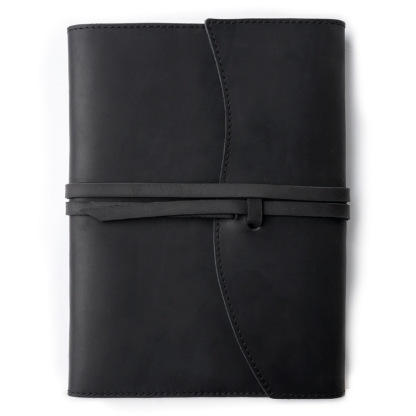 A5 革 三つ折り ノート カバー カードホルダー付き バンド閉め