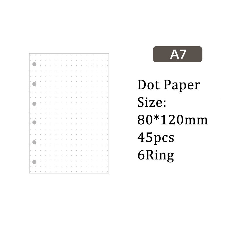 5ミリ ドット ノート 用紙 6穴 A7 ルーズリーフバインダー対応
