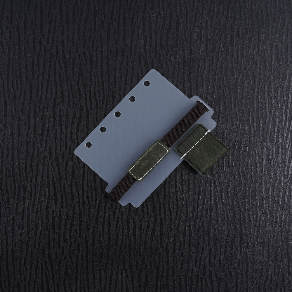 A8 5穴 バインダー用 インデックス シール帳 台紙 ペンホルダー 伸縮バンド