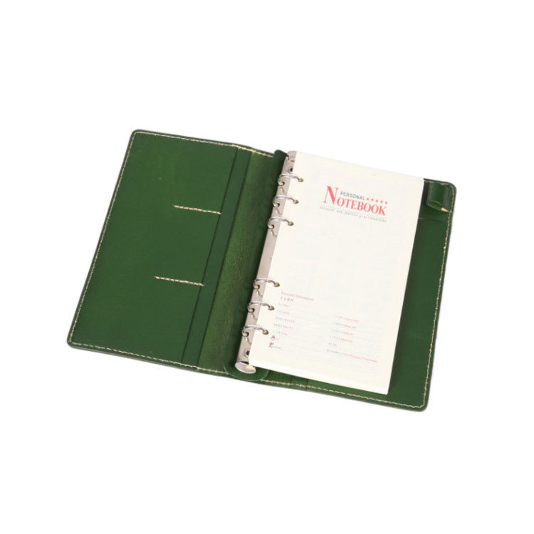 手作り の A6 6穴 バインダー シンプル 革カバー ノート