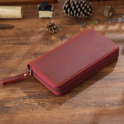 Weeks対応 ファスナー 革カバー 3本差し 多機能 ペンケース