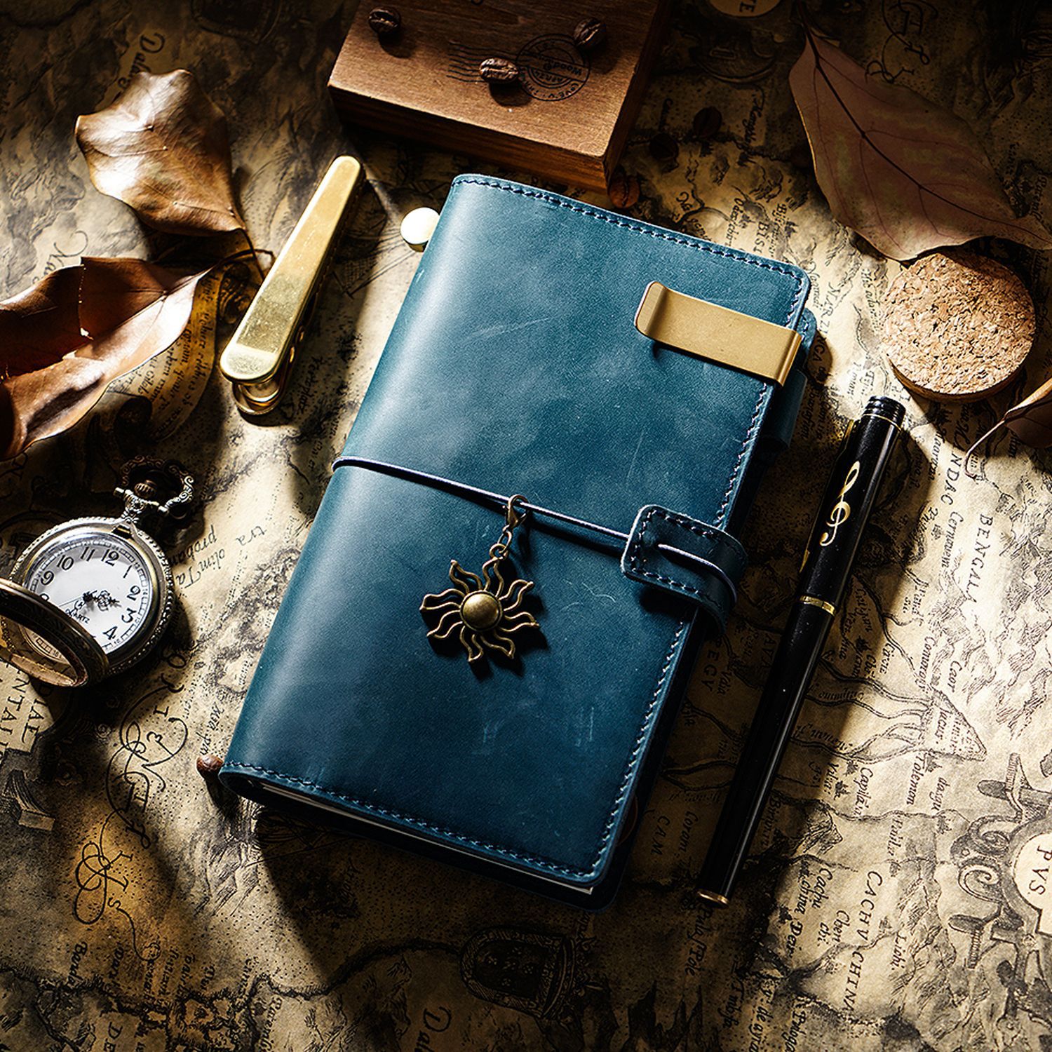 ポケットサイズ 大容量収納 システム手帳 革カバー ノート