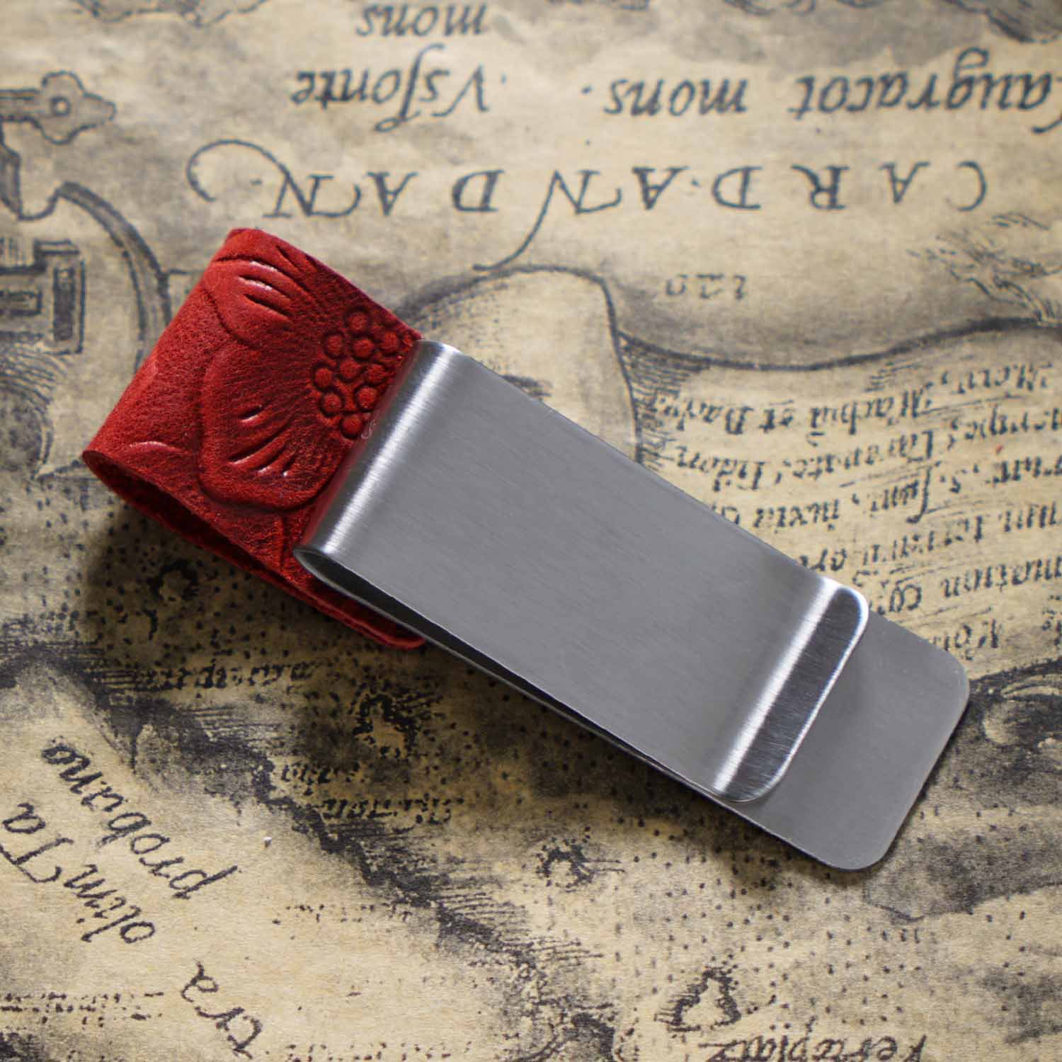 唐草模様 革 手帳 ペンホルダー