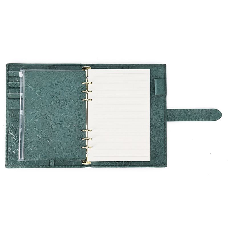 A5 6穴 バインダー 唐草 革カバー ノート セット