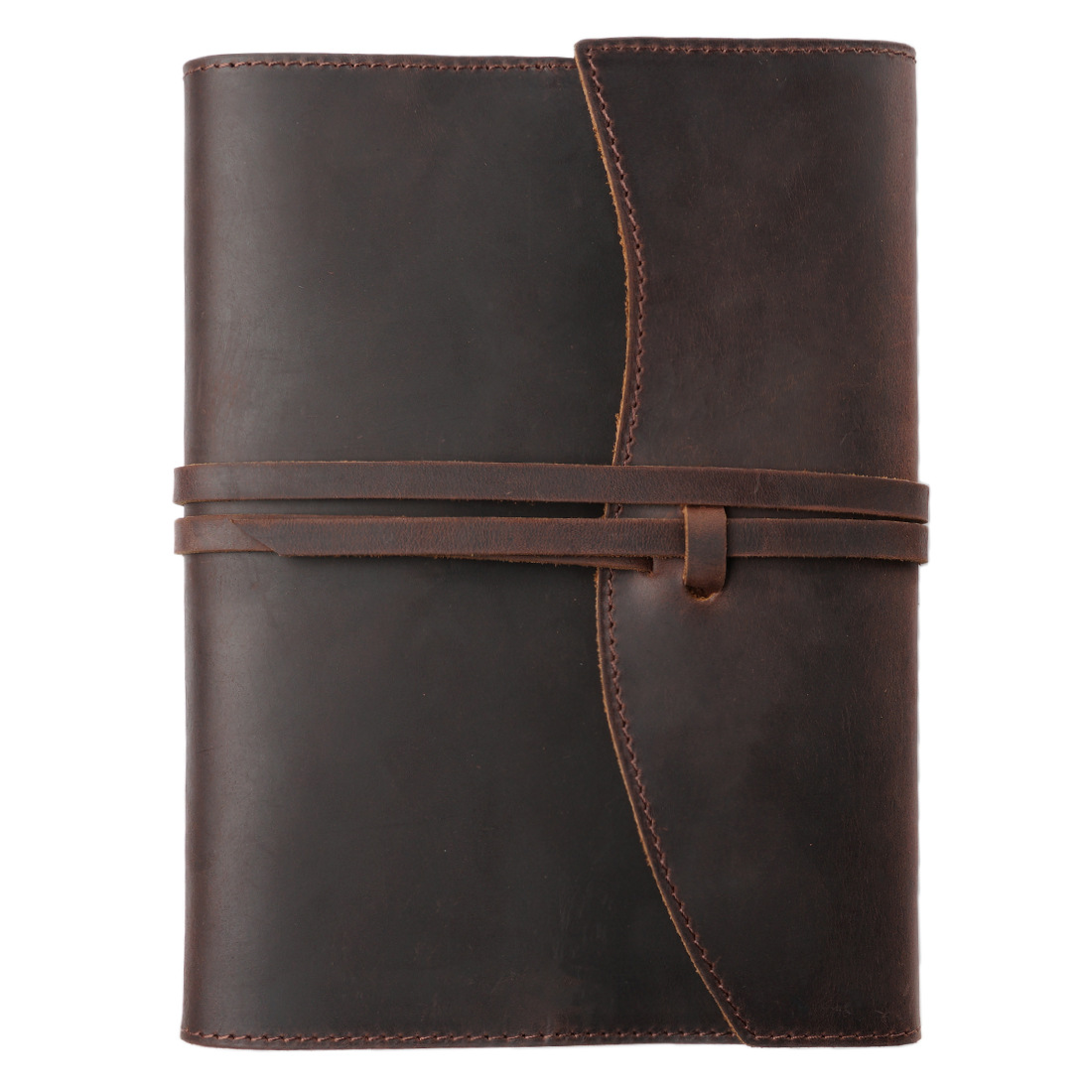 A5 革 三つ折り ノート カバー カードホルダー付き バンド閉め