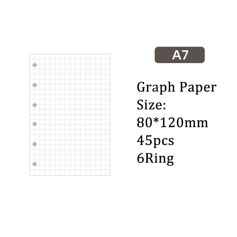 5ミリ 方眼 ノート 用紙 6穴 A7 ルーズリーフバインダー対応