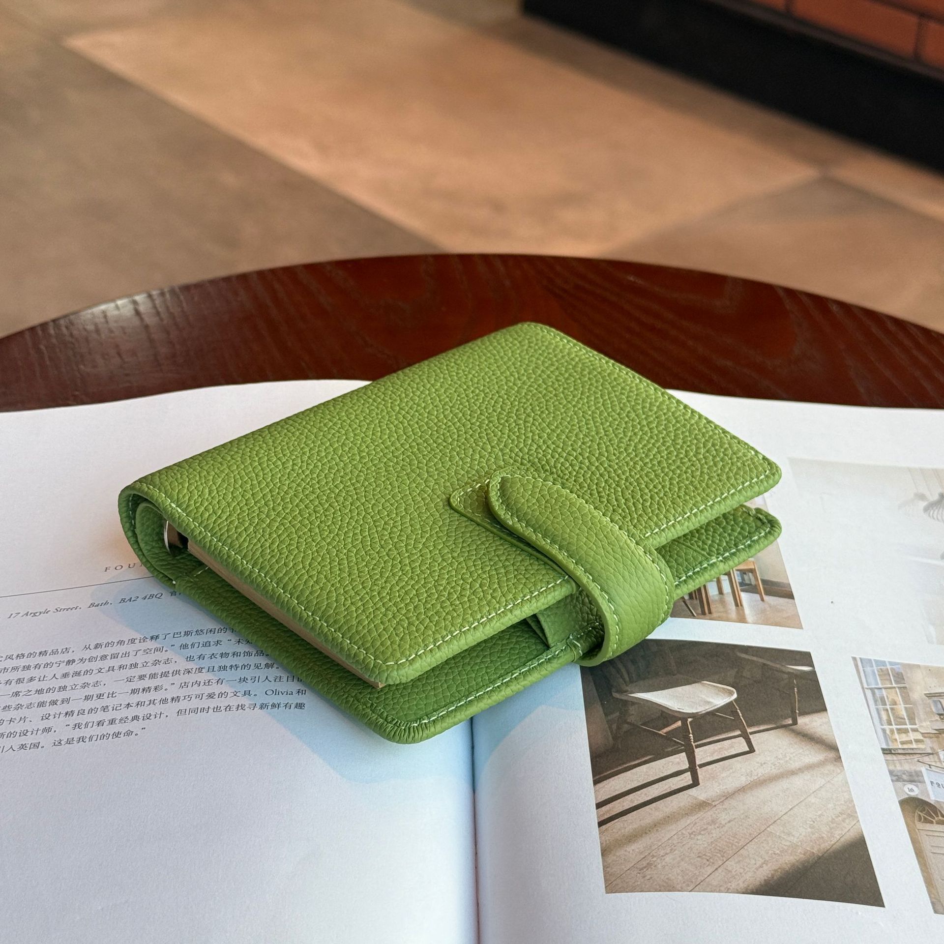 Ｍ5 5穴 バインダー 大容量収納 財布式 本革 カバー ノート