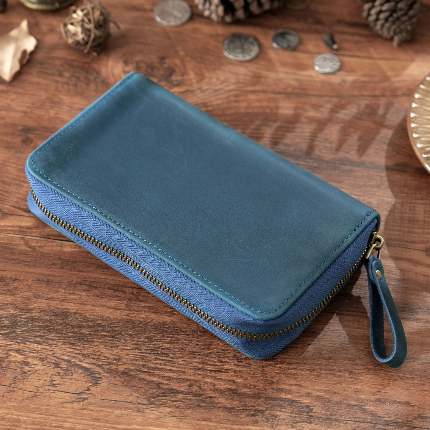 革 ペンケース 10本入れ 高級万年筆対応 ファスナー筆箱