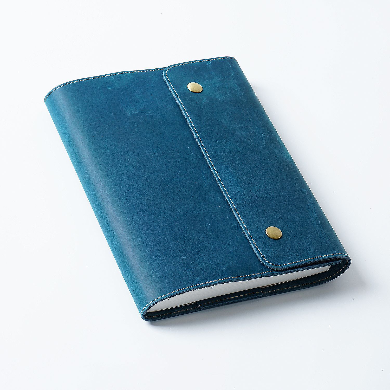 A5 三つ折り 革 ノート カバー ボタン閉め