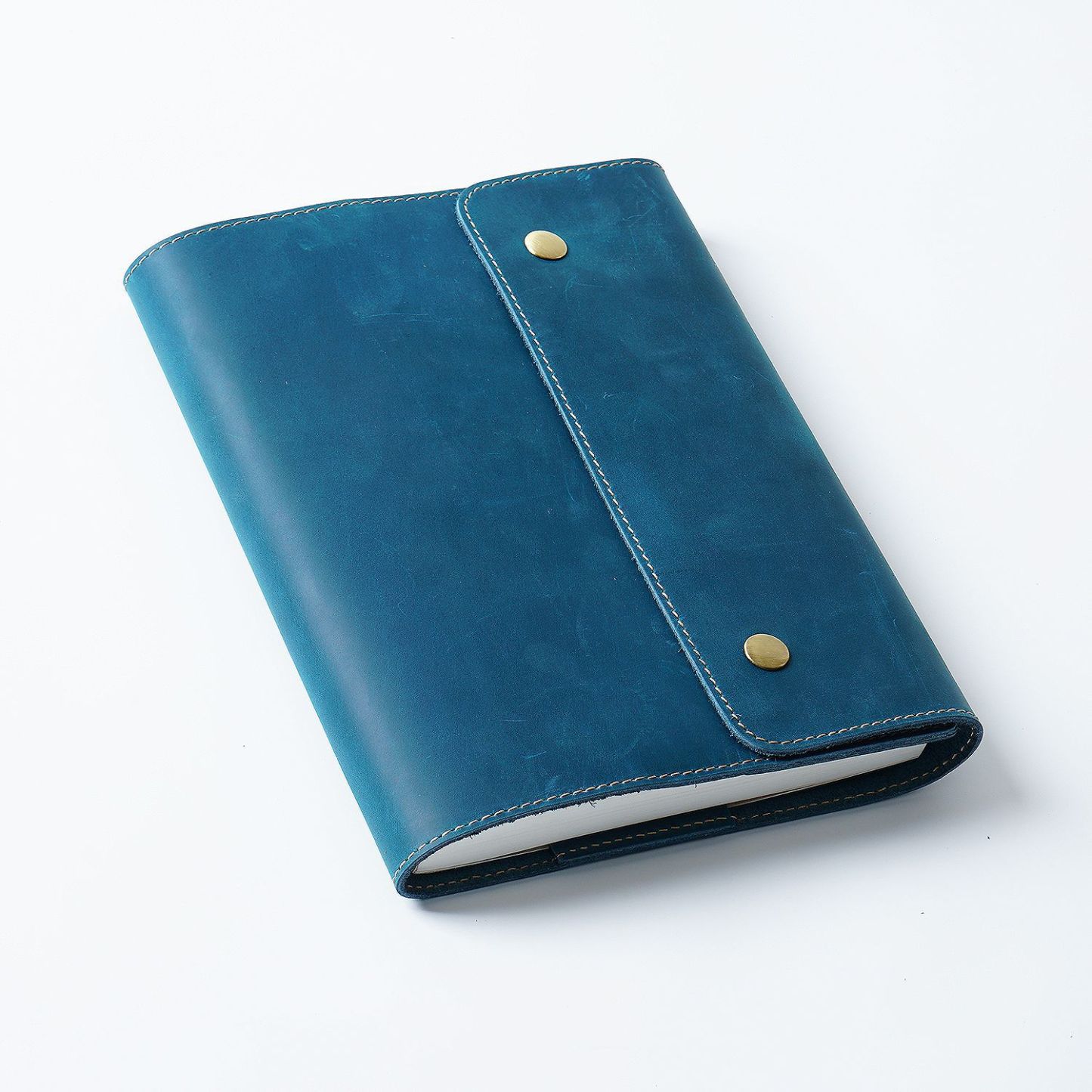 A5 三つ折り 革 ノート カバー ボタン閉め