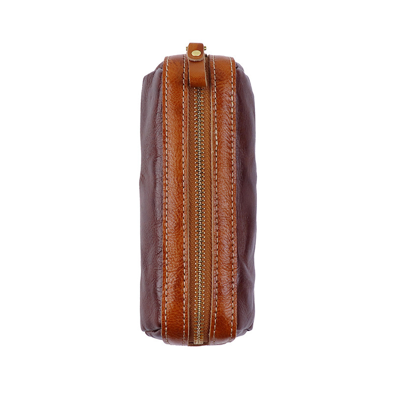 植物鞣し革 大容量 ファスナー ペンケース 