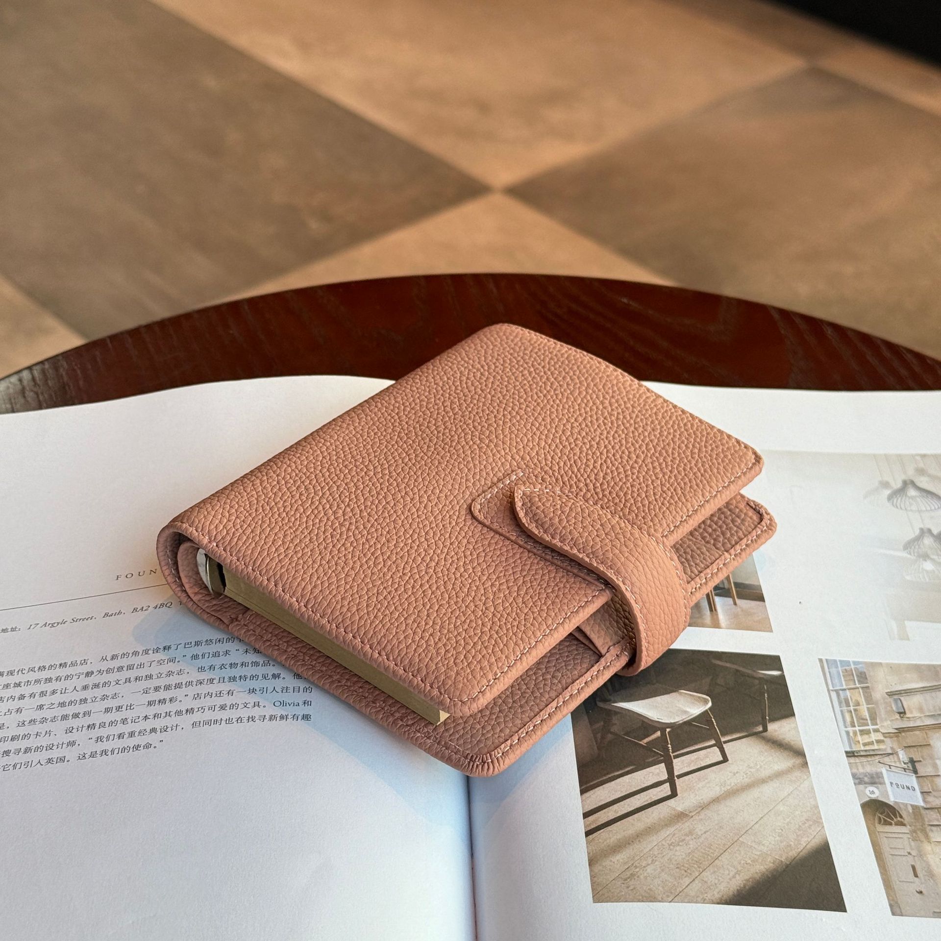 Ｍ5 5穴 バインダー 大容量収納 財布式 本革 カバー ノート