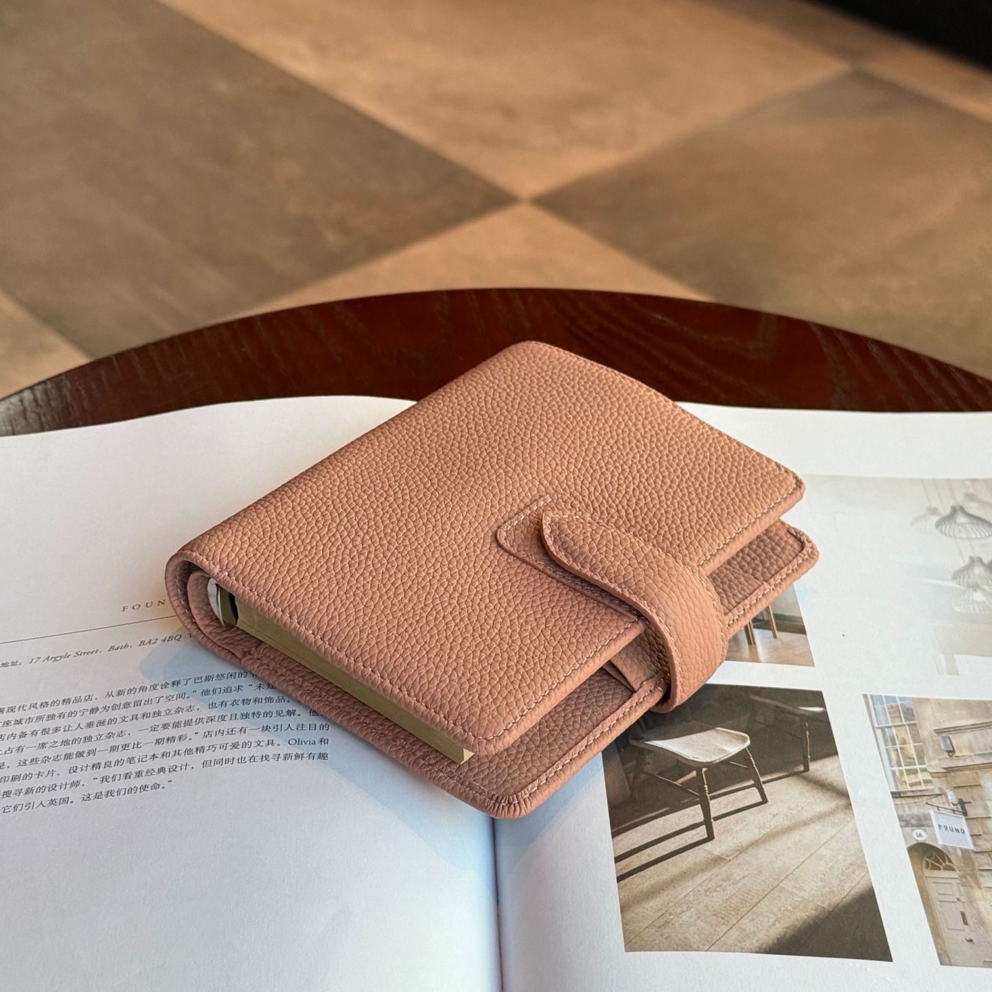 Ｍ5 5穴 バインダー 大容量収納 財布式 本革 カバー ノート