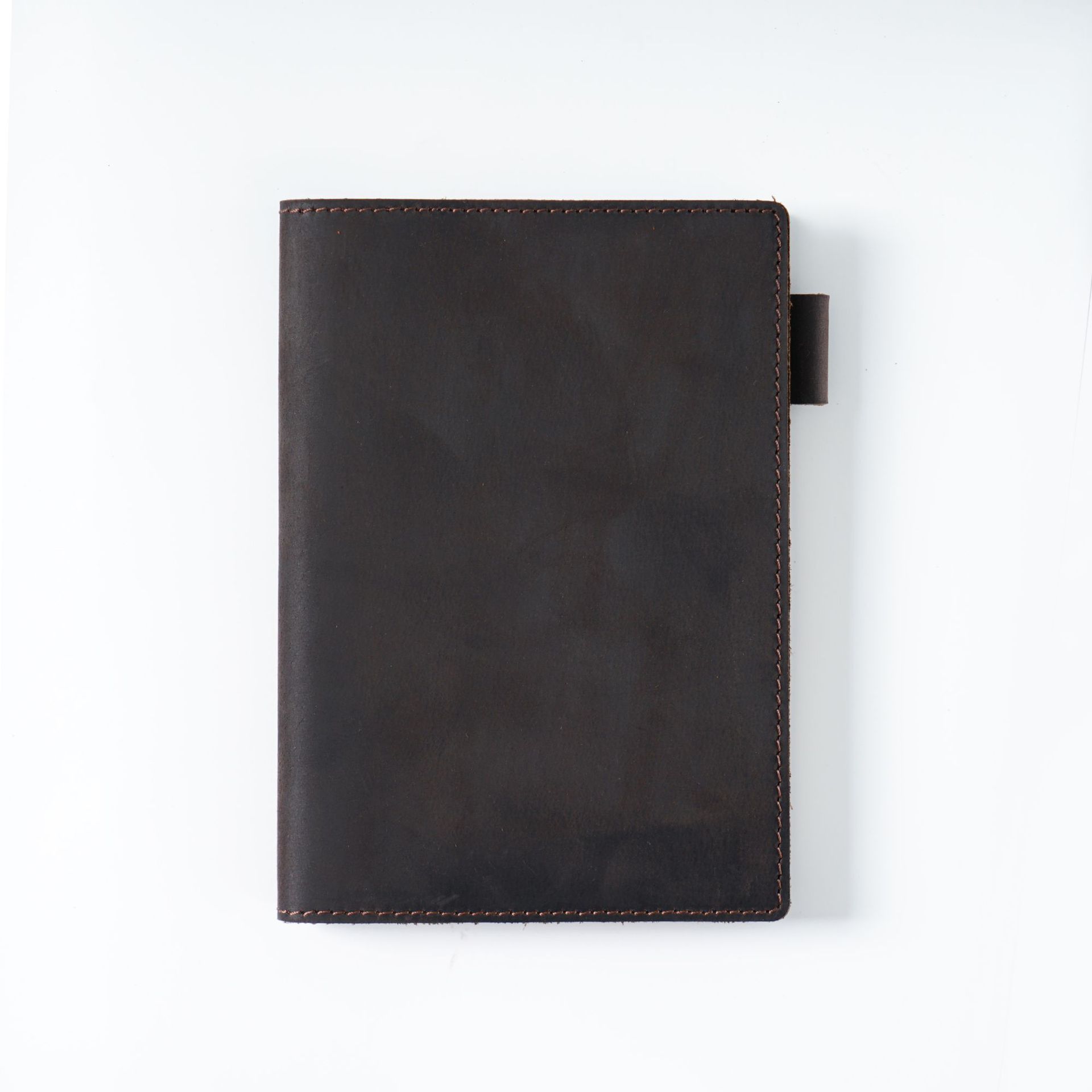 A6 水牛革 シンプル ノート カバー しおり ペンホルダー カードホルダー付き