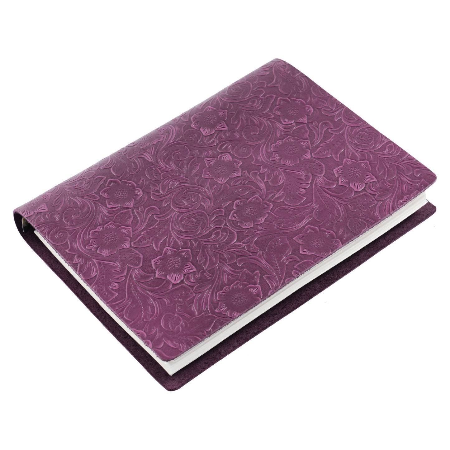 B5 9穴 バインダー 唐草 彫刻 革カバー ノート