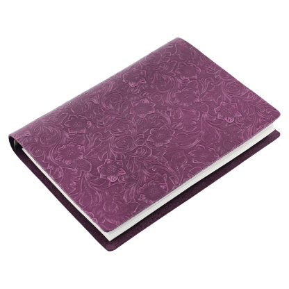 B5 9穴 バインダー 唐草 彫刻 革カバー ノート