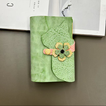 A7 6穴 バインダー 可愛い 猫 革カバー ノート