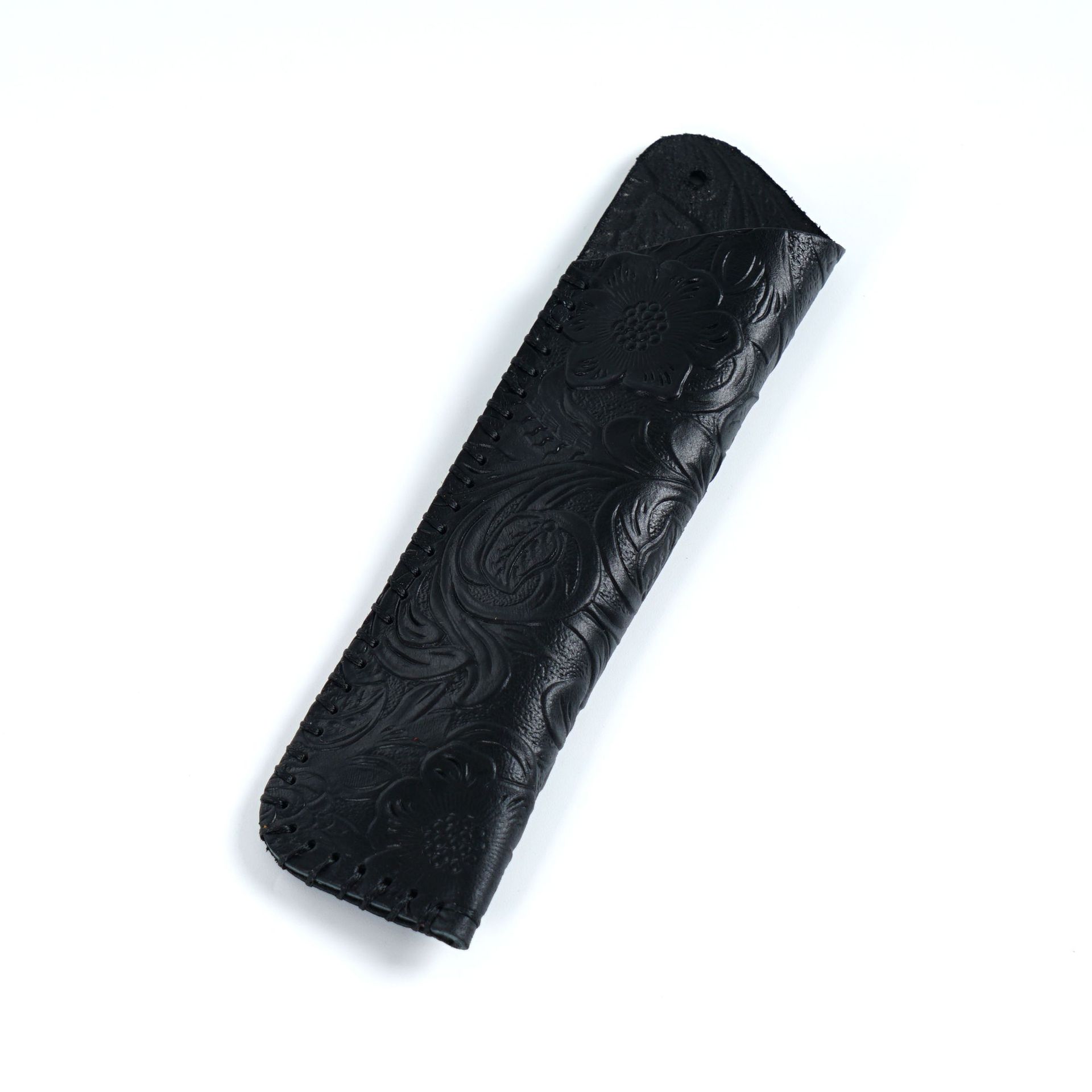 革 ペンホルダー 2本差し 唐草模様 ペンケース