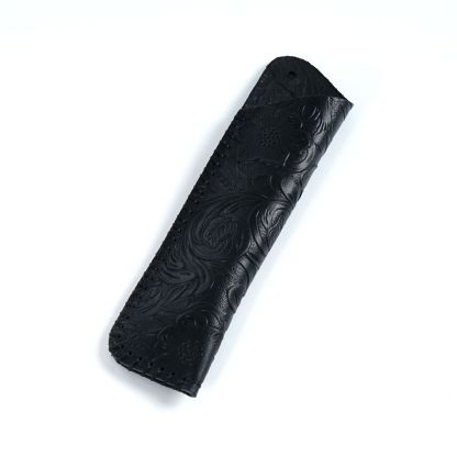 革 ペンホルダー 2本差し 唐草模様 ペンケース