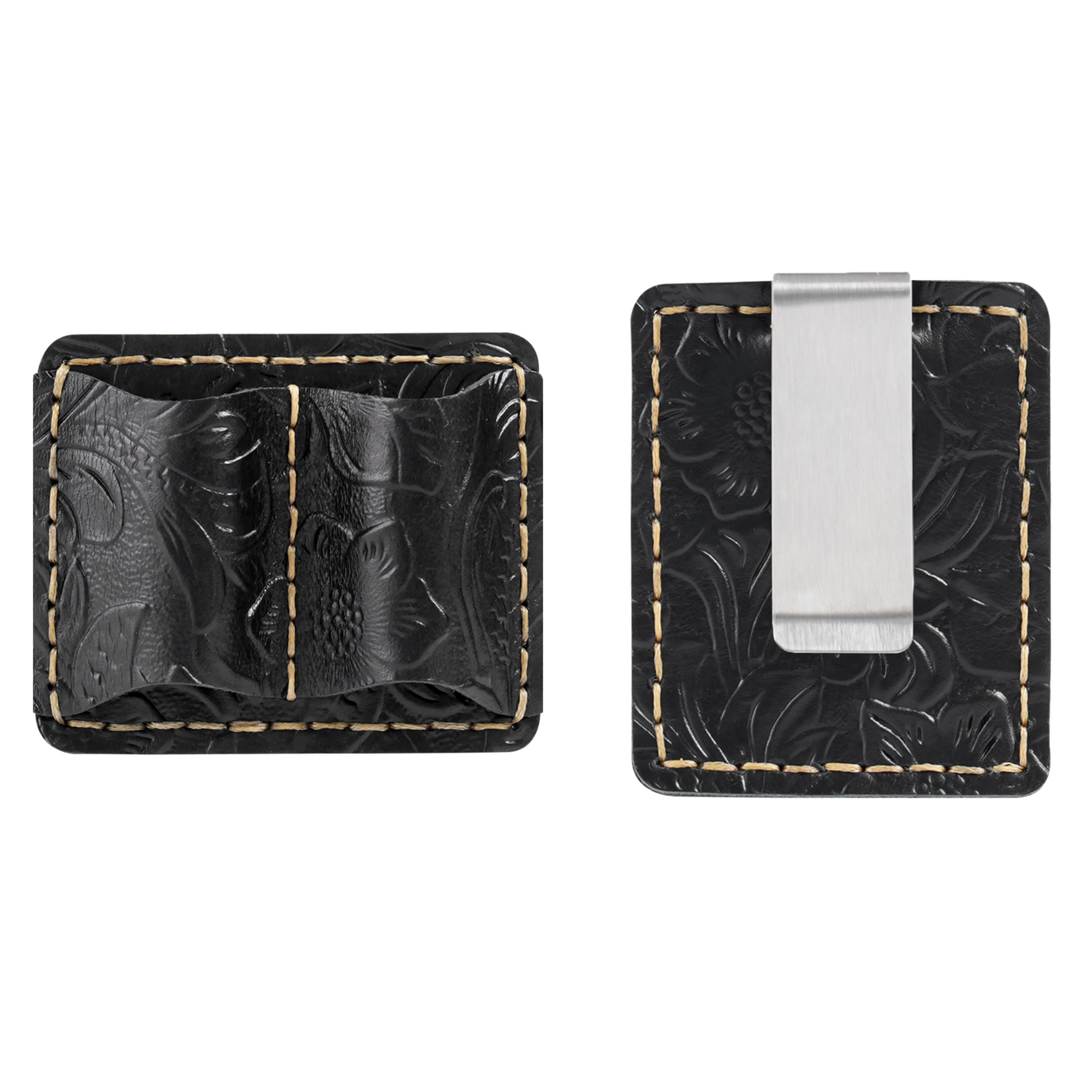 2本差し 唐草模様 革 手帳 ペンホルダー