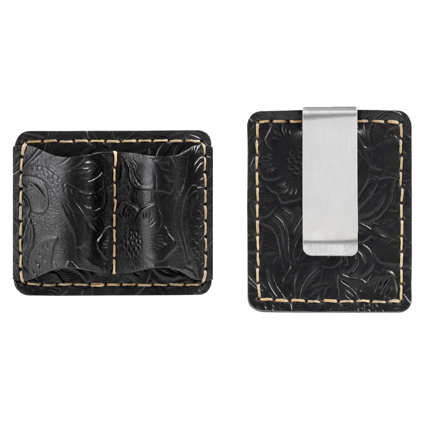 2本差し 唐草模様 革 手帳 ペンホルダー