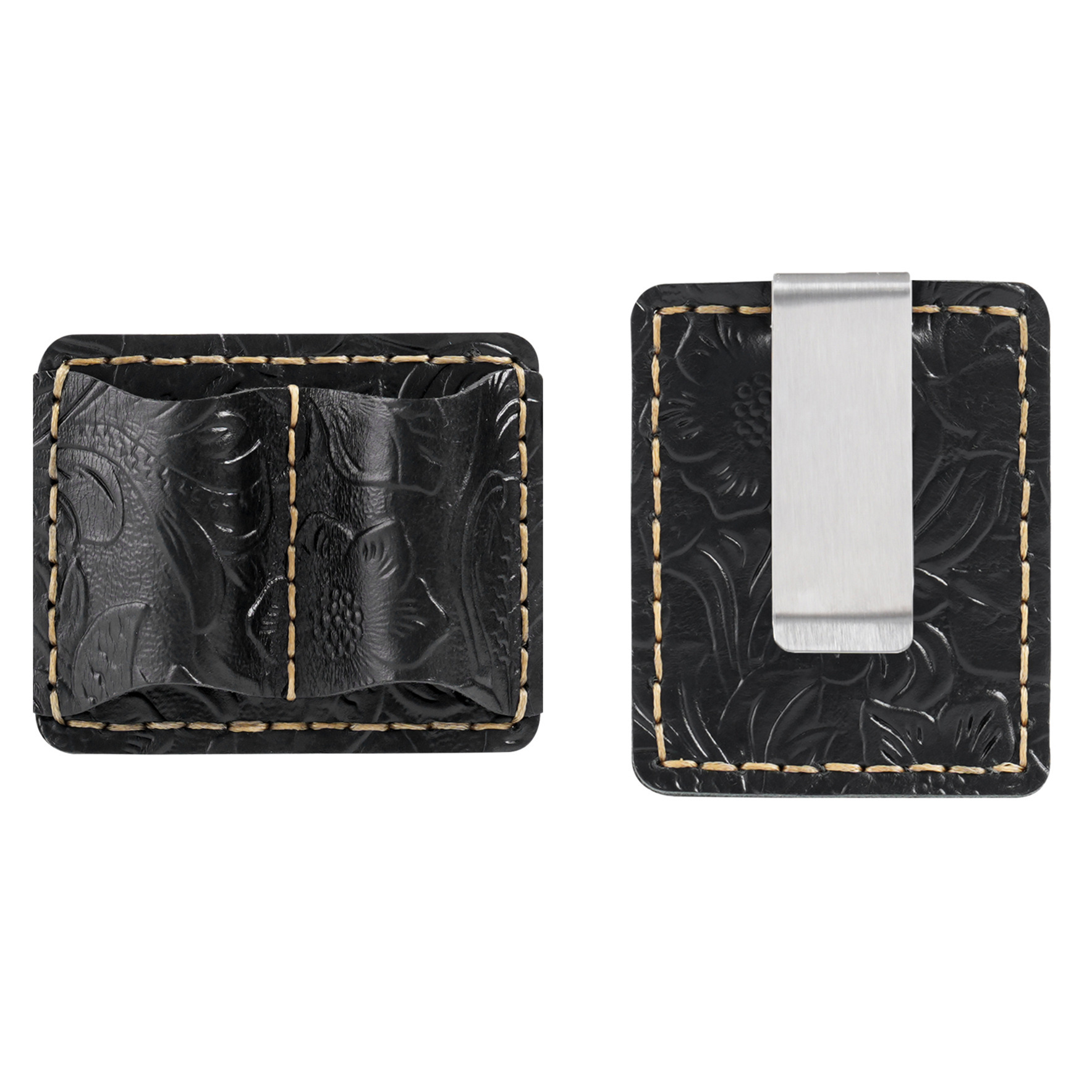 2本差し 唐草模様 革 手帳 ペンホルダー