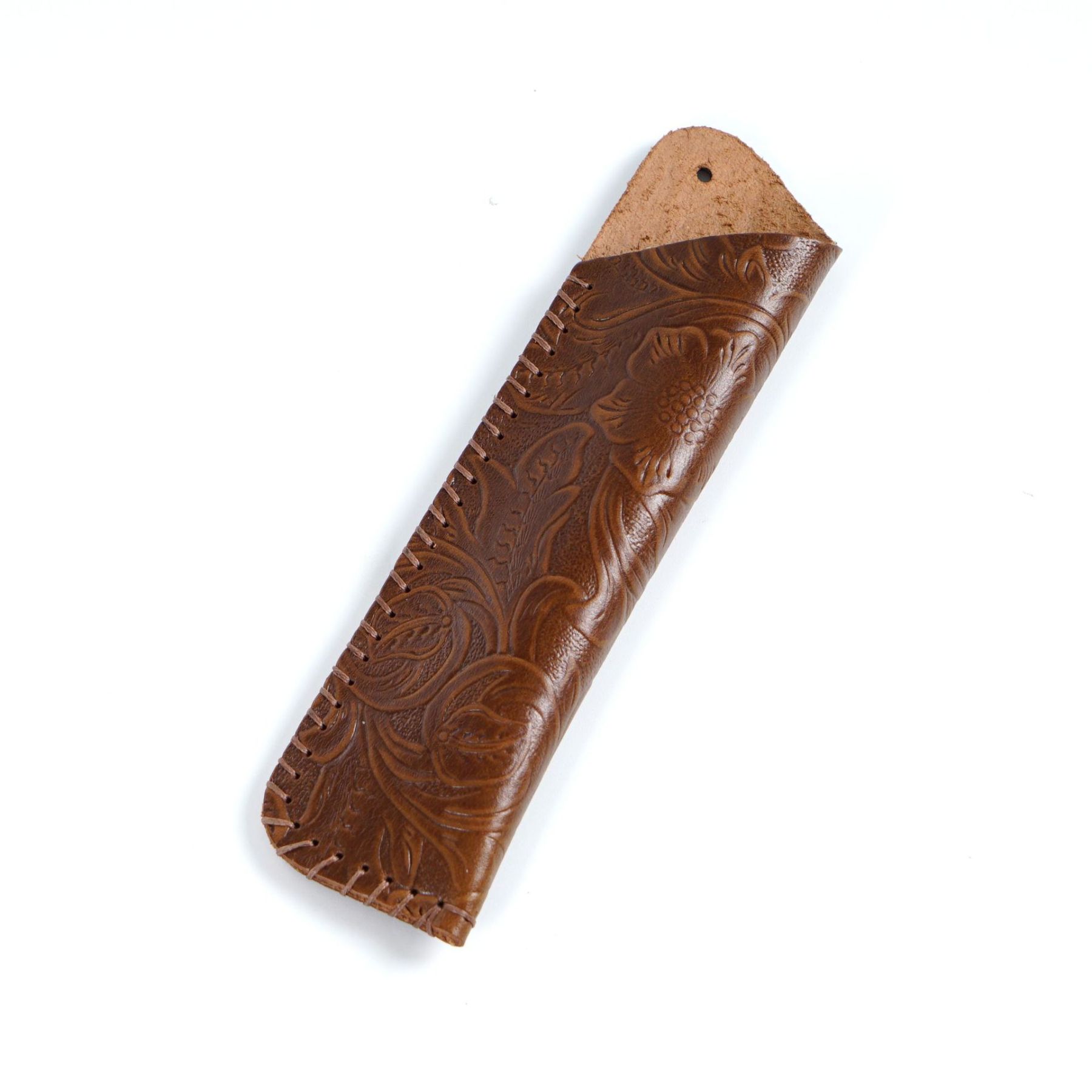 革 ペンホルダー 2本差し 唐草模様 ペンケース