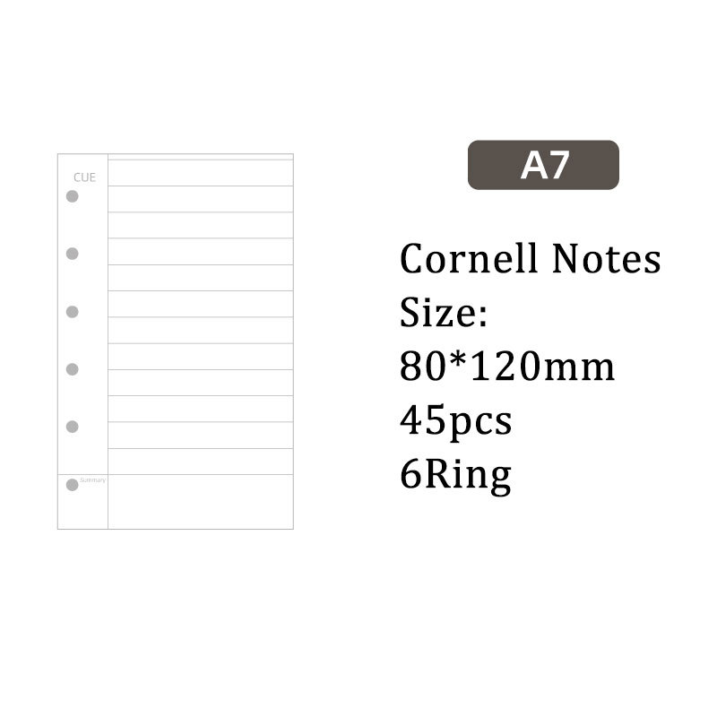 コーネル式 ノート 用紙 6穴 A7 ルーズリーフバインダー対応