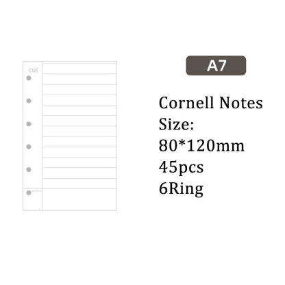 コーネル式 ノート 用紙 6穴 A7 ルーズリーフバインダー対応