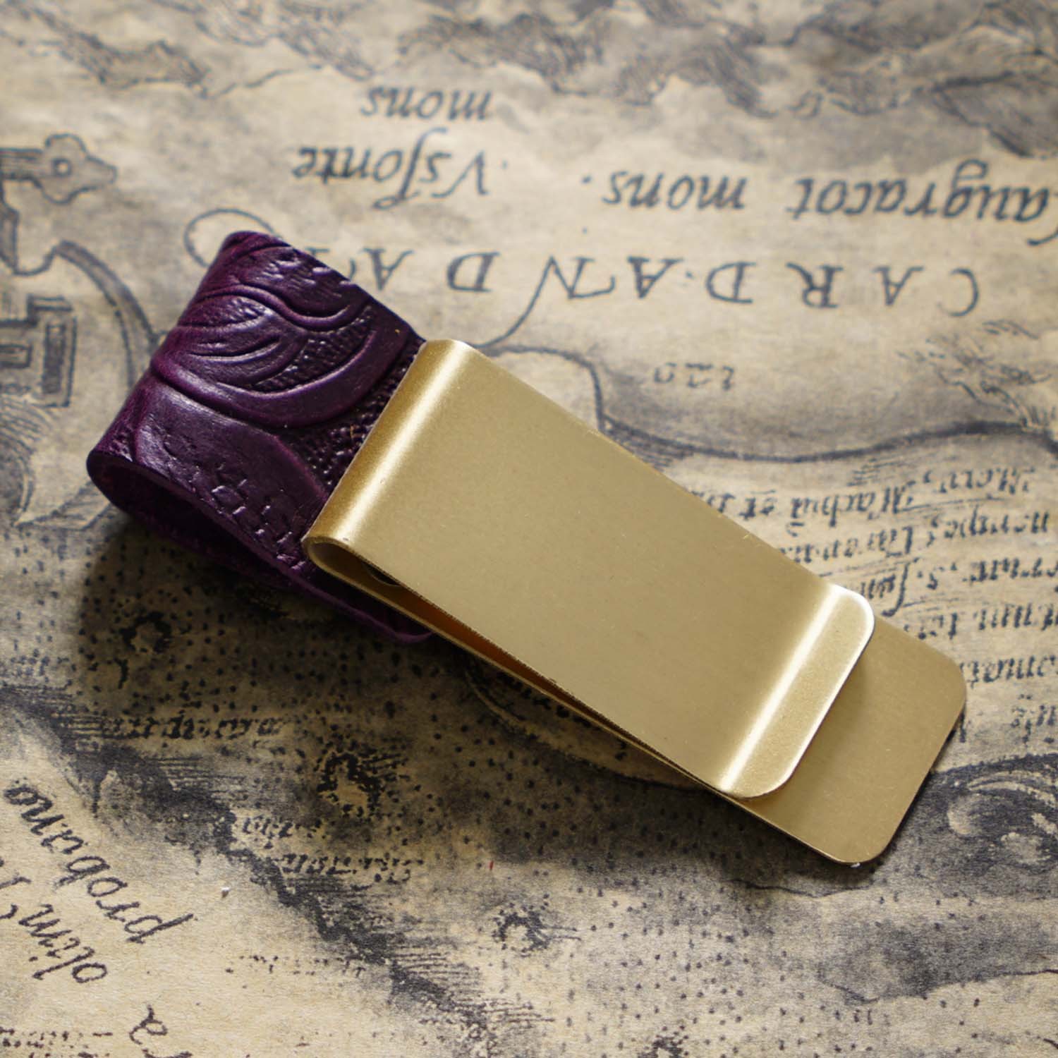 唐草模様 革 手帳 ペンホルダー