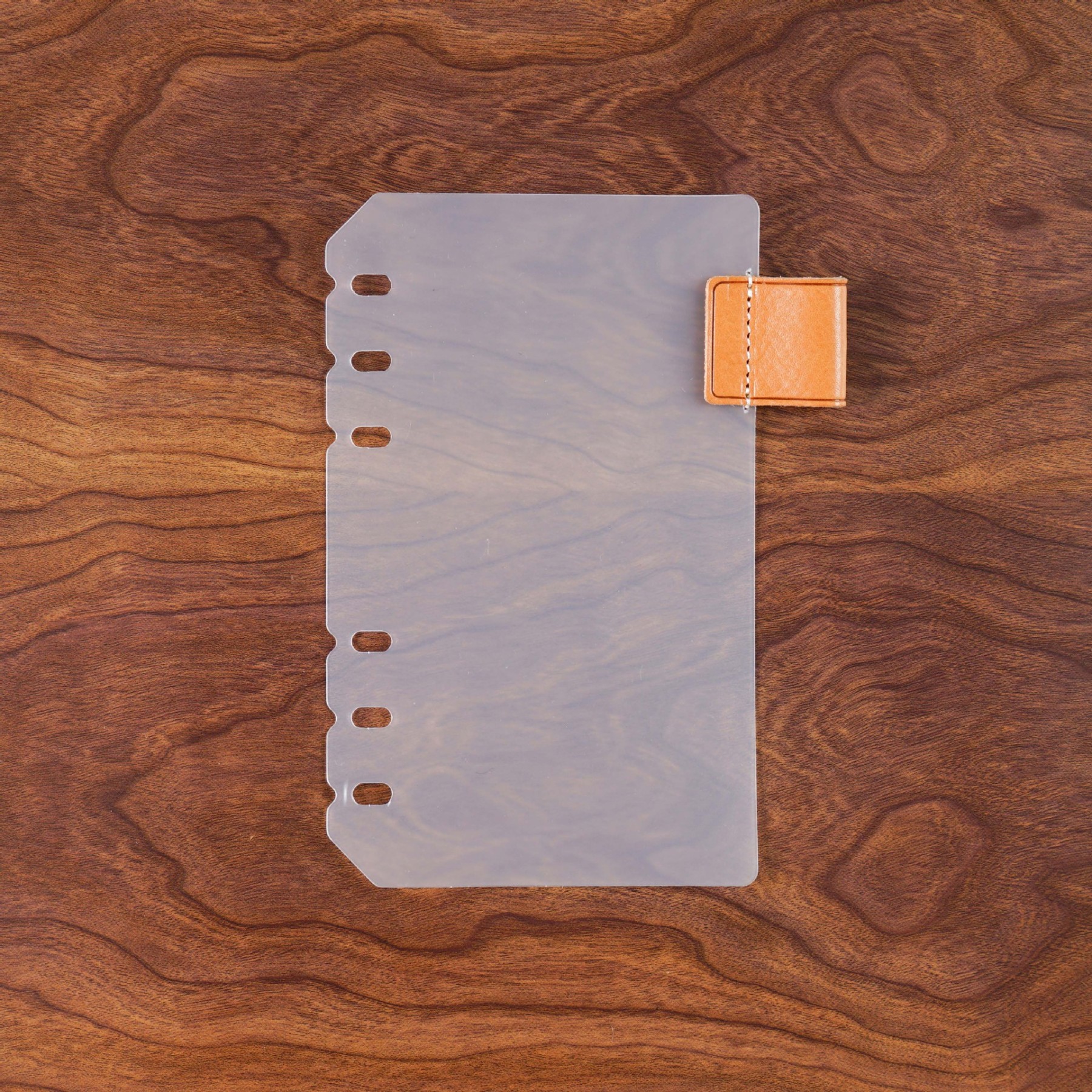 A6 6穴 バインダー用 インデックス 革 ペンホルダー付き