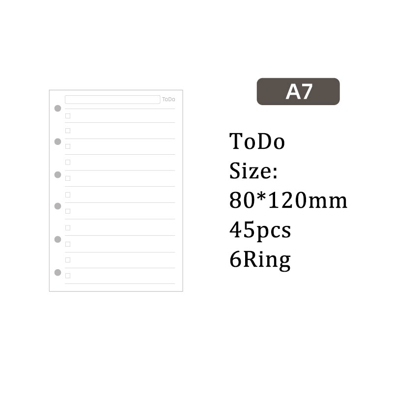 ToDo リスト ノート 用紙 6穴 A7 ルーズリーフバインダー対応