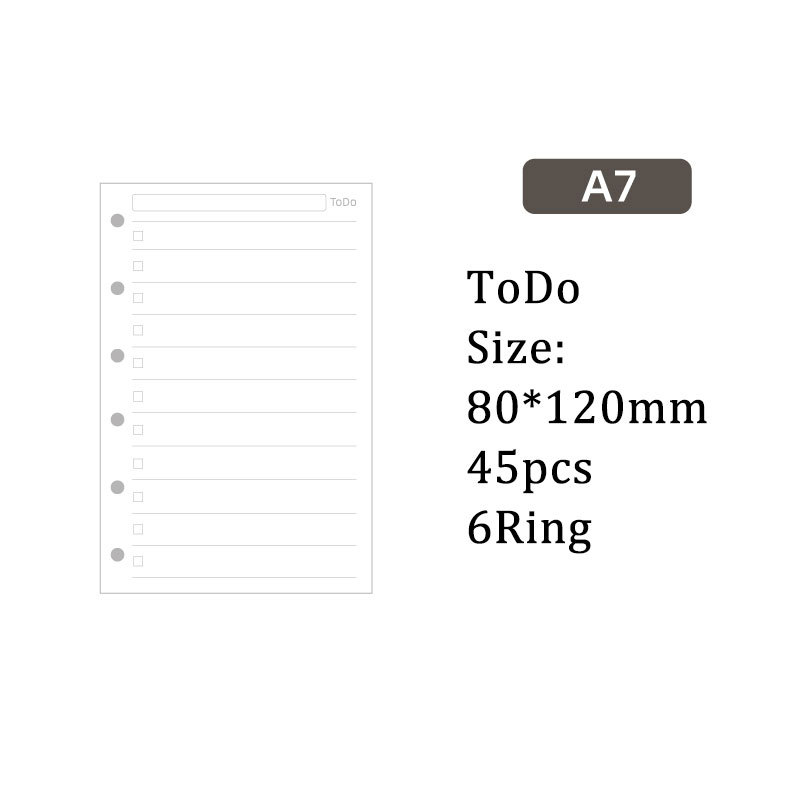 ToDo リスト ノート 用紙 6穴 A7 ルーズリーフバインダー対応