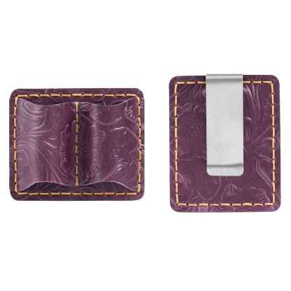 2本差し 唐草模様 革 手帳 ペンホルダー